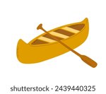 Vector flat canoe isolated on white. Cartoon kayak with paddle