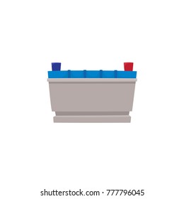 vector flat car service design objects icon. Auto accumulator, car battery. Mechanics maintenance concept. Isolated illustration on a white background.