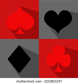 Vector flat card suit icon set