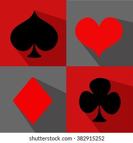 Vector flat card suit icon set