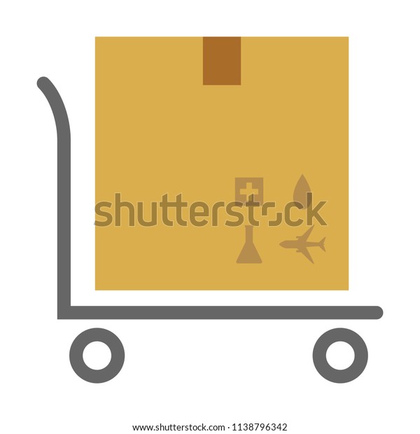 Vector Flat carton box and push car delivery\
vector illustration