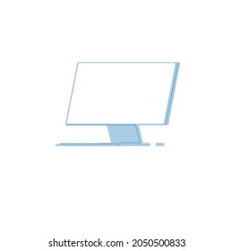 Dibujo vectorial plano PC de escritorio todo en uno aislado en equipos electrónicos en segundo plano vacíos, electrodomésticos y concepto de tecnologías digitales modernas, banner y diseño de sitios web
