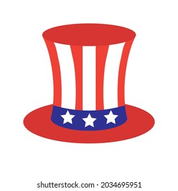 Vector flat cartoon American flag hat isolated on white background