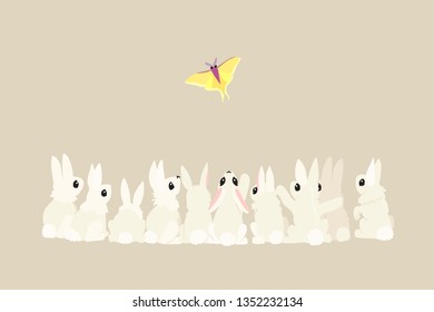 vector flat cartoon animal clip art rabbits