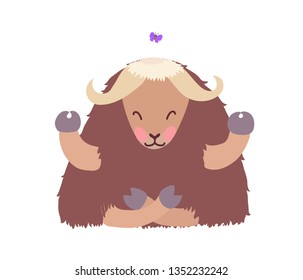 Vector Flat Cartoon Animal Clip Art Tibetan Yak