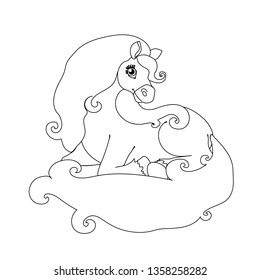 vector flat cartoon animal clip art beauty lying horse