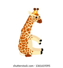 vector flat cartoon animal clip art sitting cute giraffe