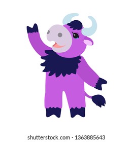 vector flat cartoon animal clip art bull, ox, taurus