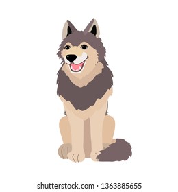 vector flat cartoon animal clip art gray wolf, dog