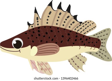 vector flat cartoon animal clip art ruff fish