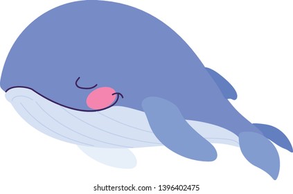 vector flat cartoon animal clip art sleeping blue whale