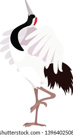 vector flat cartoon animal clip art japanese crane bird