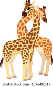 vector flat cartoon animal clip art giraffes family