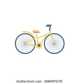 Bicicleta de dibujos animados plana vectorial aislada sobre un estilo de vida sano de fondo vacío, concepto de actividades deportivas, diseño de anuncios de sitios web