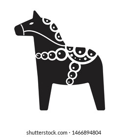 Vector flat cartoon black Scandinavian Swedish horse isolated on white background