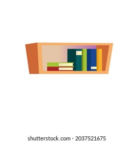 Vektor-Cartoon-Bücher auf dem Regal einzeln auf leeren Hintergrund-Möbeln und Innenelementen, Lese- und Lernkonzept, Website-Banner und Design