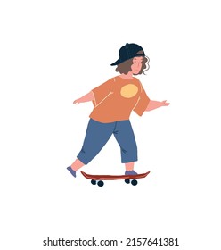 Vector flat cartoon boy character enjoy sport activities,little athlete skateboarding-children's sport,healthy sporty lifestyle social concept,web site ad banner design