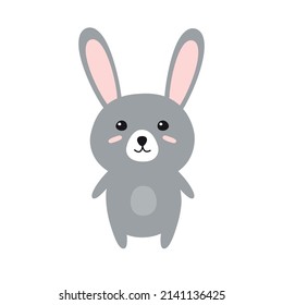 Vector flat cartoon bunny rabbit isolated on white background
