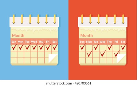 Vector flat cartoon calendar illustration