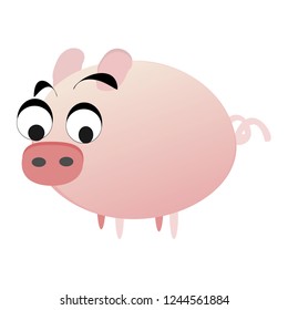  Vector flat cartoon character on isolate white background. Cute animal illustration.2019 Happy new year. Chinese New Year. The year of the pig.