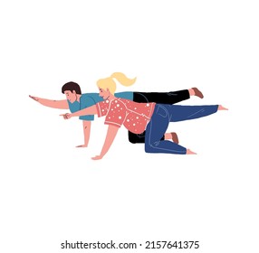 Vector flat cartoon characters,young family,man and pregnant woman doing yoga pose exercises-pregnancy courses for new mothers,healthy happy motherhood social concept,web site banner ad design