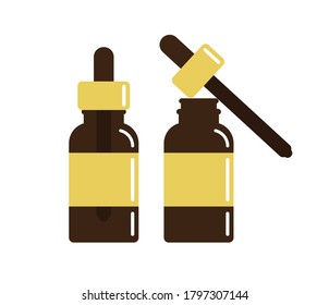 Vector flat cartoon color oil essence bottle isolated on white background