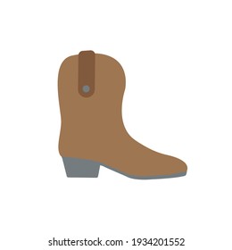 Vector flat cartoon colored cowboy boot isolated on white background