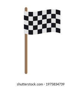 Vector flat cartoon colored finish race flag isolated on white background