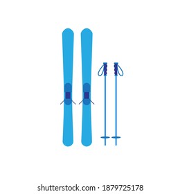 Vector flat cartoon colored skiing isolated on white background