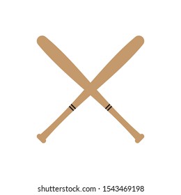 Vector flat cartoon crossed baseball bets isolated on white background