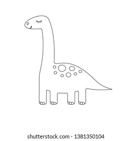 Vector flat cartoon cute mint dinosaur diplodocus isolated on white background 