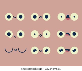 Vector flat cartoon faces with emotions