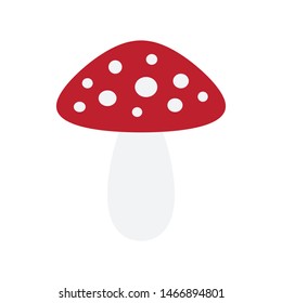 Vector flat cartoon fly agaric mushroom icon isolated on white background 