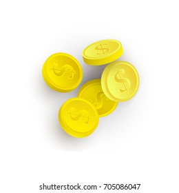 vector flat cartoon golden casino poker coins, chips. Isolated illustration on a white background. Symbol of gambling game - roulette or fortune wheel.,Risk , opportunity and chances, Profit and money