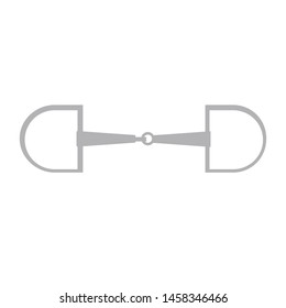 Vector flat cartoon gray horse equestrian D bridle snaffle bit isolated on white background