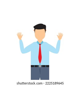 vector flat cartoon greeting waving hello goodbye welcome to office