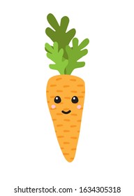 Vector flat cartoon hand drawn doodle carrot with kawaii face isolated on white background