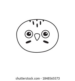 Vector flat cartoon hand drawn polar white owl face isolated on white background