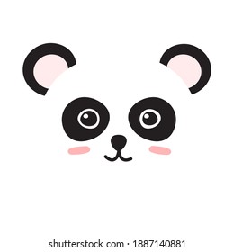 Vector flat cartoon hand drawn doodle panda face isolated on white background