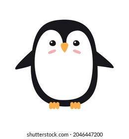 Vector flat cartoon hand drawn penguin isolated on white background