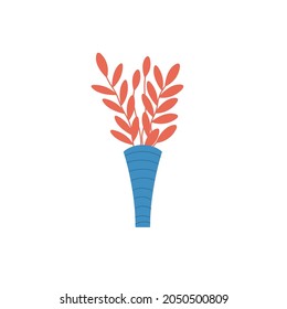 Vektor-Cartoon-Hauspflanze in Vase einzeln auf leerem Hintergrund-Hausmöbel, Konzept der Zimmereinrichtung, Website-Banner und Design