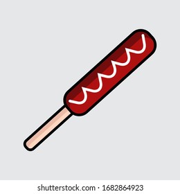Vector flat cartoon hot dog hotdog icon isolated on white background