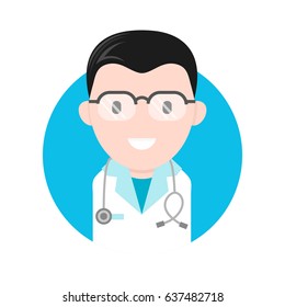  vector flat cartoon illustration icon design. Medicine doctor character isolated on white background