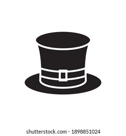 Vector flat cartoon leprechaun black hat isolated on white background. St Patric day illustration
