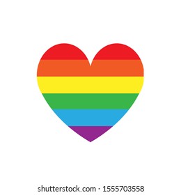 Vector flat cartoon lgbt rainbow flag heart isolated on white background