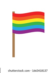 Bandera arco iris de lgbt plana vectorial aislada en fondo blanco