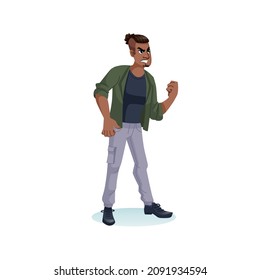 Vector flat cartoon man character in aggressive mood-social inequality and protest,discontent,black lives matter movement,anger management and social behavior concept,web site banner ad design