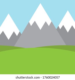 Vector Flat Cartoon Mountains Valley Landscape Stock Vector (Royalty ...