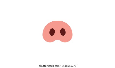 vector flat cartoon nose pig piglet isolated on white