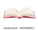 Vector flat cartoon open book on white background vector illustration